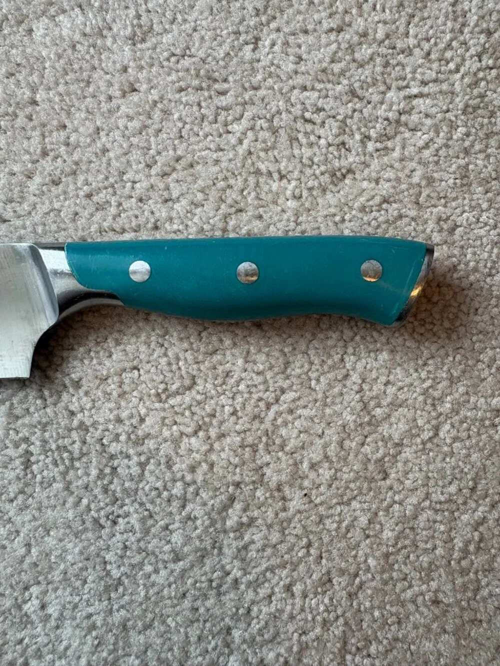 The Pioneer Woman Knife Set of 4 Chef, Nakiri, Bread, Shears Turquoise Handles